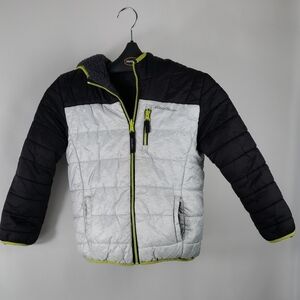 CHILDRENS Eddie Bauer Black and Gray Jacket with Yellow Zipper